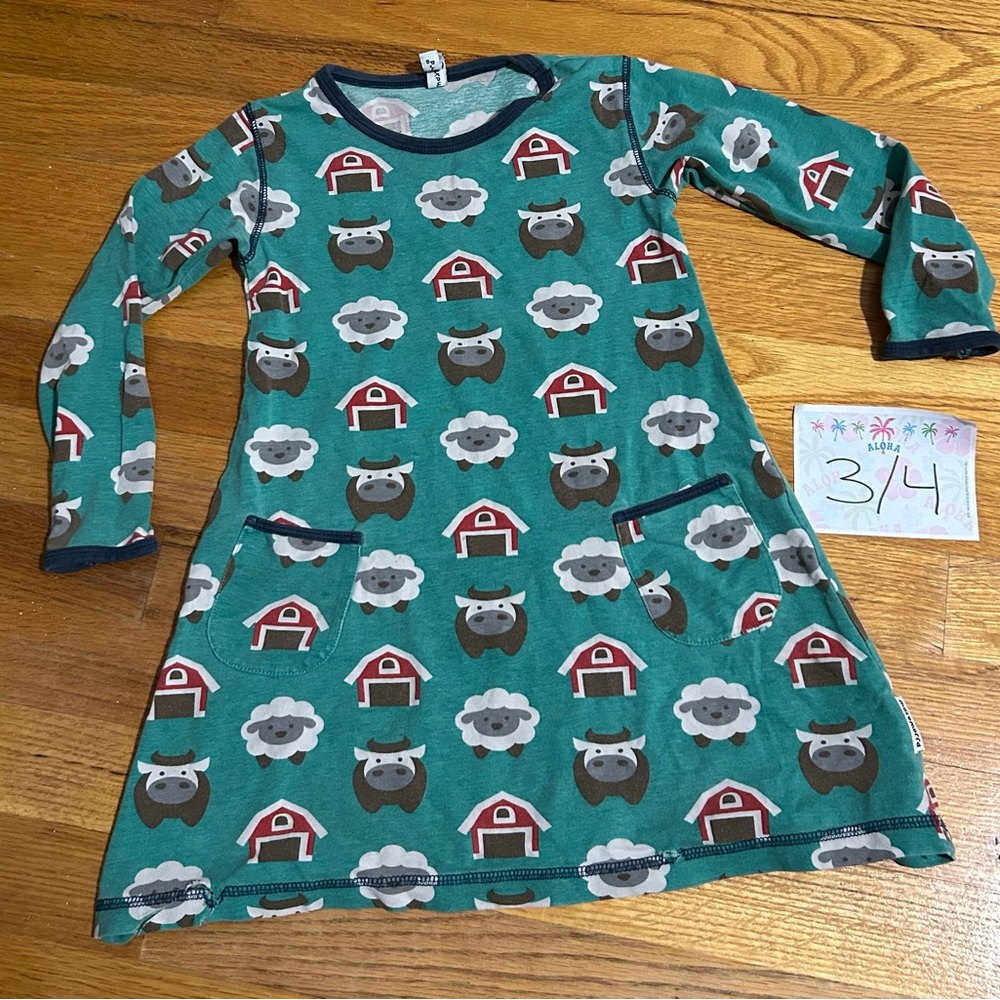 Maxomorra Charming Farm Animal girls Dress size 3 4 3T 4t